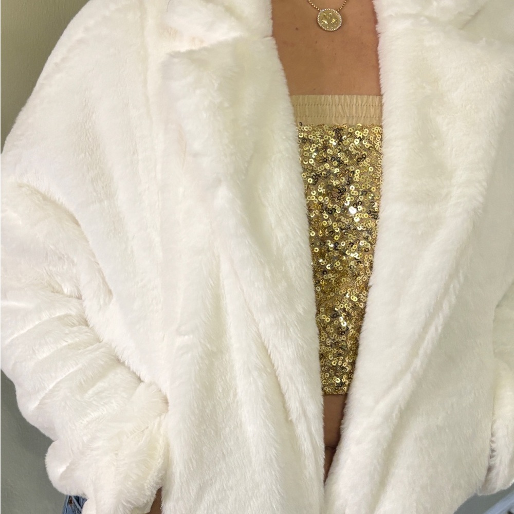 Allegra K White Teddy Jacket